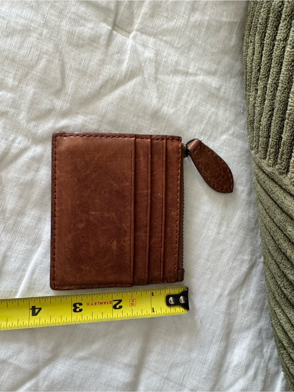 Frye Chestnut Brown Leather Card Holder with Zip - Picture 4 of 6
